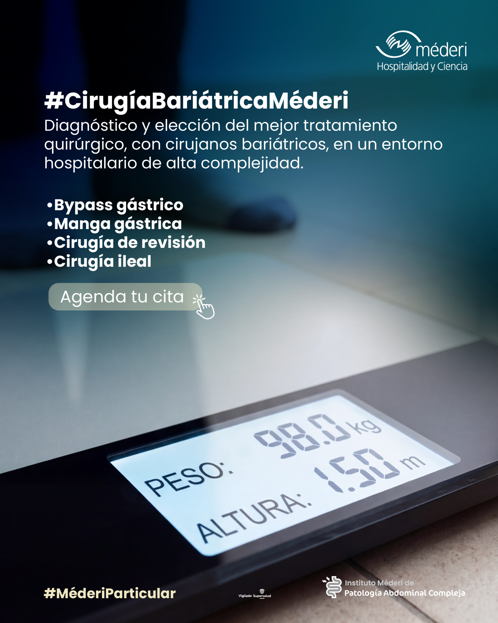Valoración Cirugía Bariátrica Particular Diagnóstico especializado para bypass gástrico y manga gástrica en Hospital Méderi Bogotá.