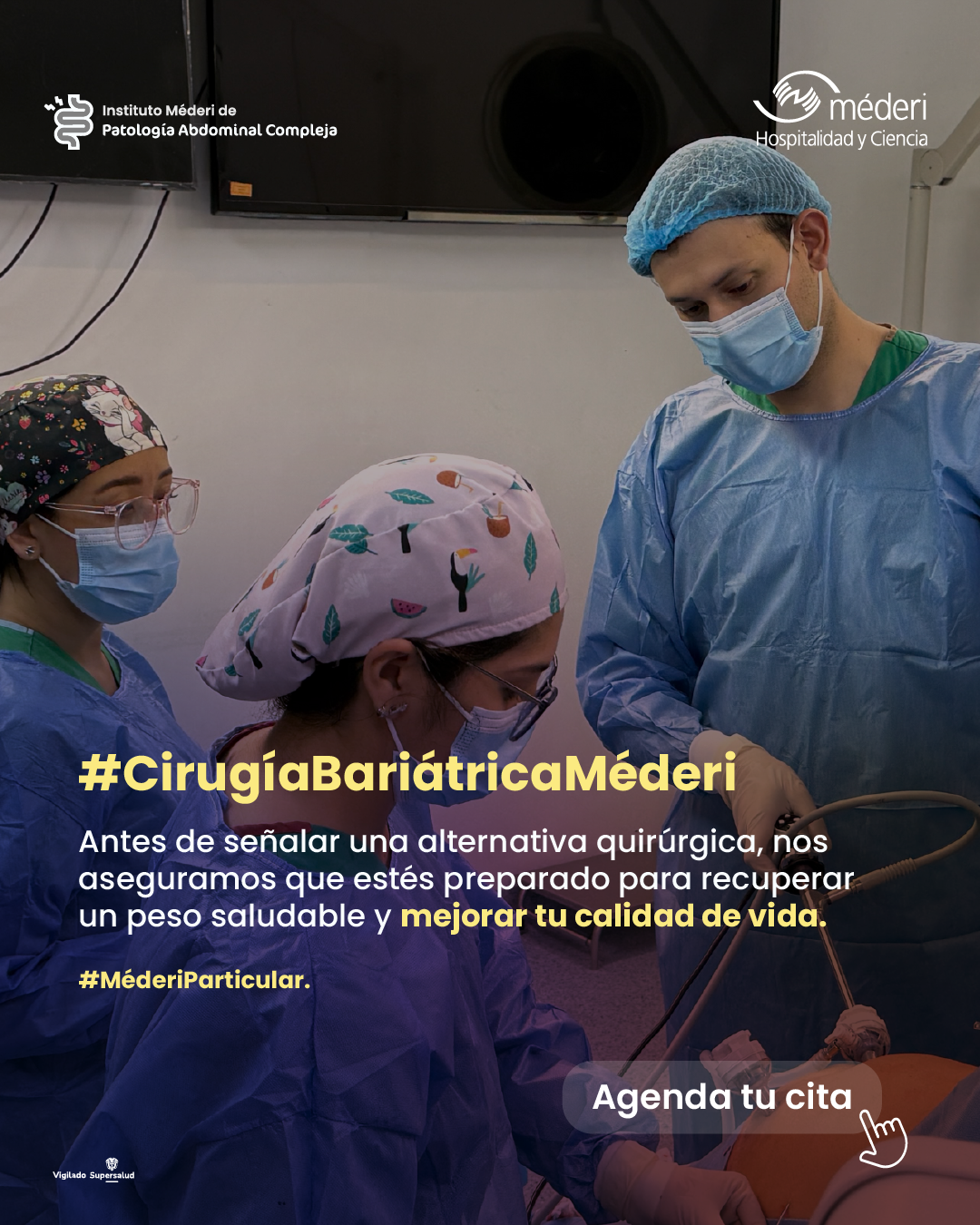 Banner móvil para mejorar calidad de vida mediante cirugía bariátrica segura en Bogotá.